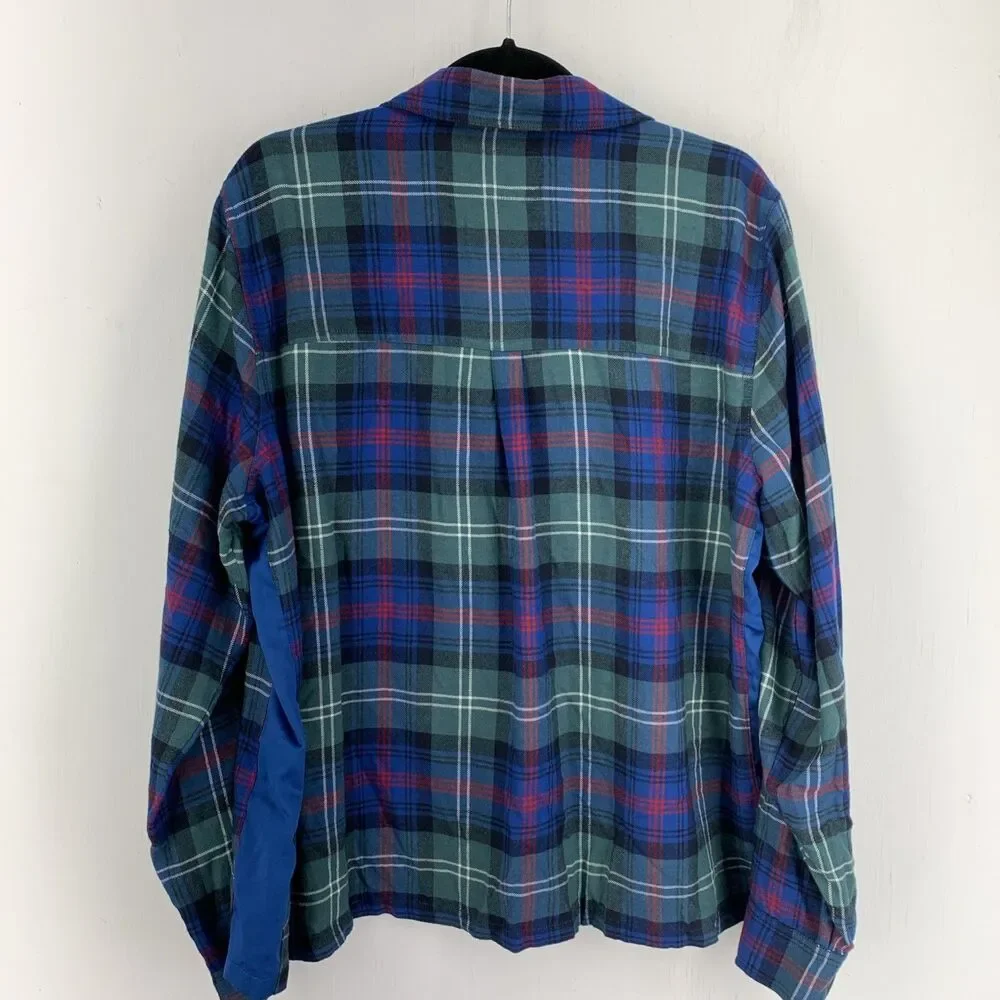 Abercrombie & Fitch Womans‎ XL Sleepwear Top Flannel Plaid Button Up Side Panel